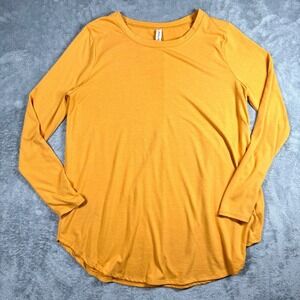 Zenana Layering Long Sleeve Top Women  XL Mustard Yellow Soft Stretch Minimalist